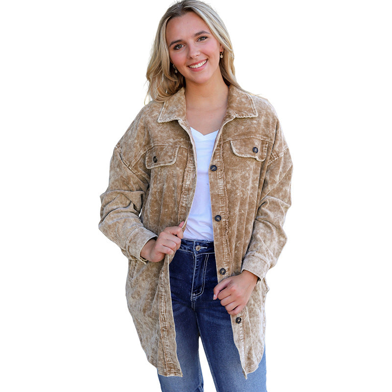 Women’s Long Thigh-Length Casual Jacket – Loose Fit Lightweight Outerwear