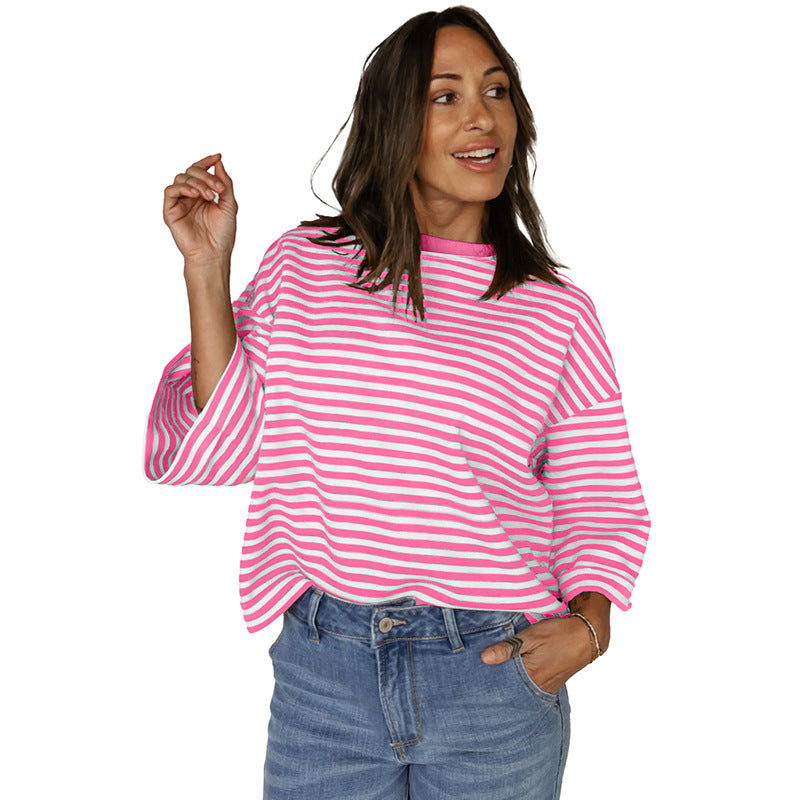 Trend Backless Print Half Sleeve Top