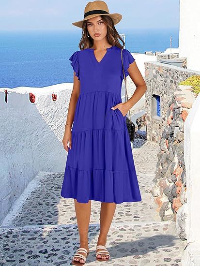 Mid-length Stitching Big Swing Pocket Dress