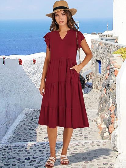 Mid-length Stitching Big Swing Pocket Dress