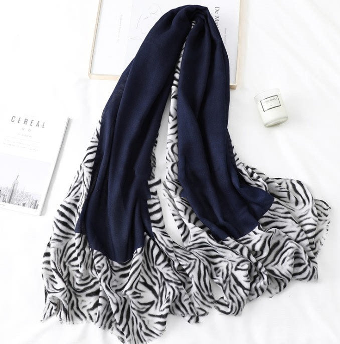 Casual Korean Style Leopard Print Long Gauze Scarf – Unisex Cotton Wrap