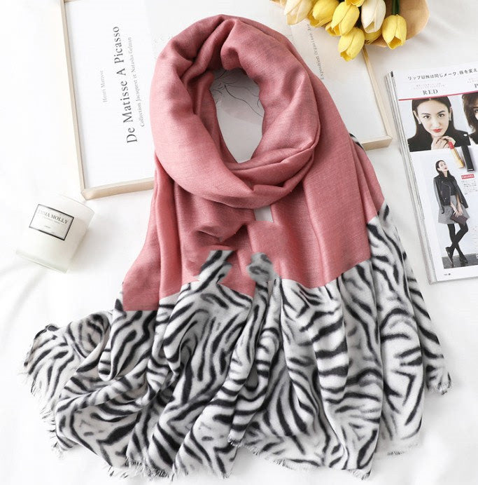 Casual Korean Style Leopard Print Long Gauze Scarf – Unisex Cotton Wrap