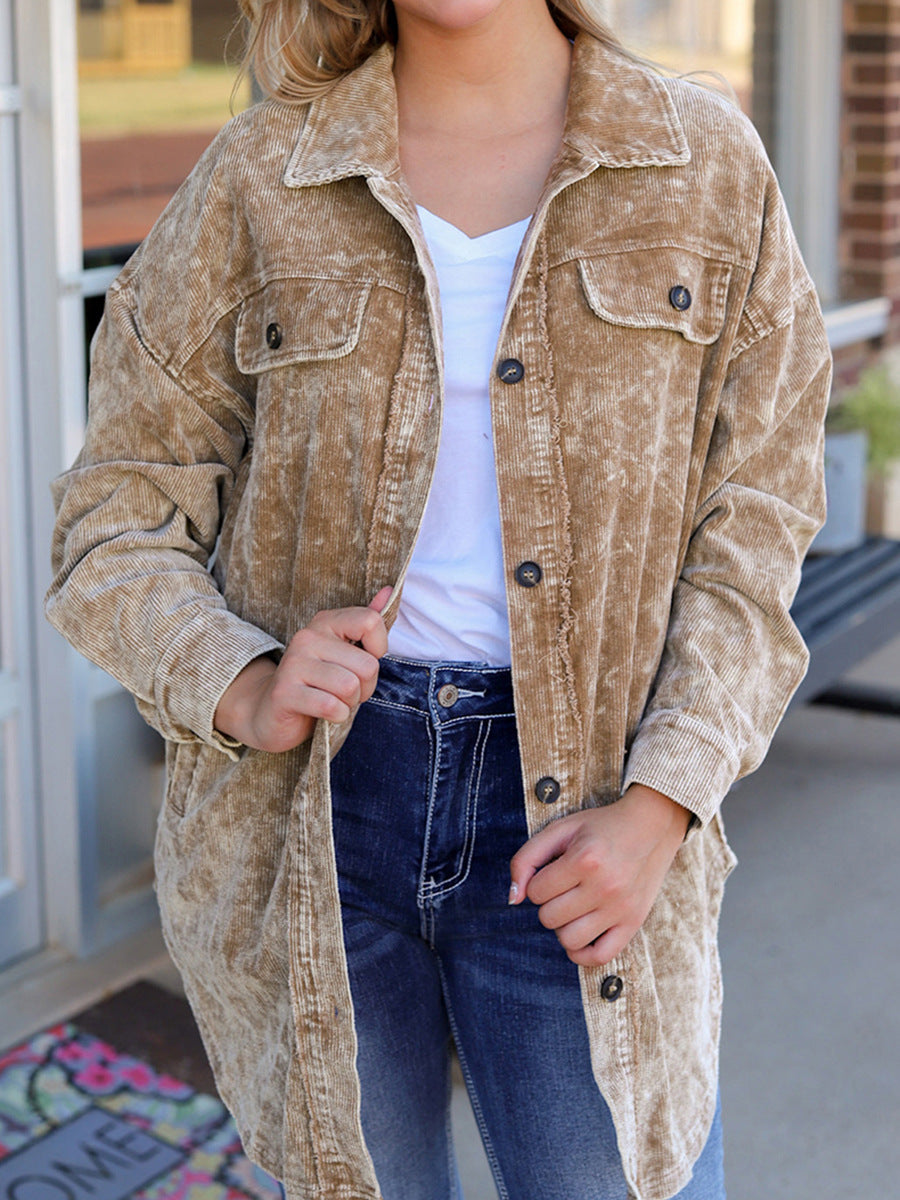 Women’s Long Thigh-Length Casual Jacket – Loose Fit Lightweight Outerwear