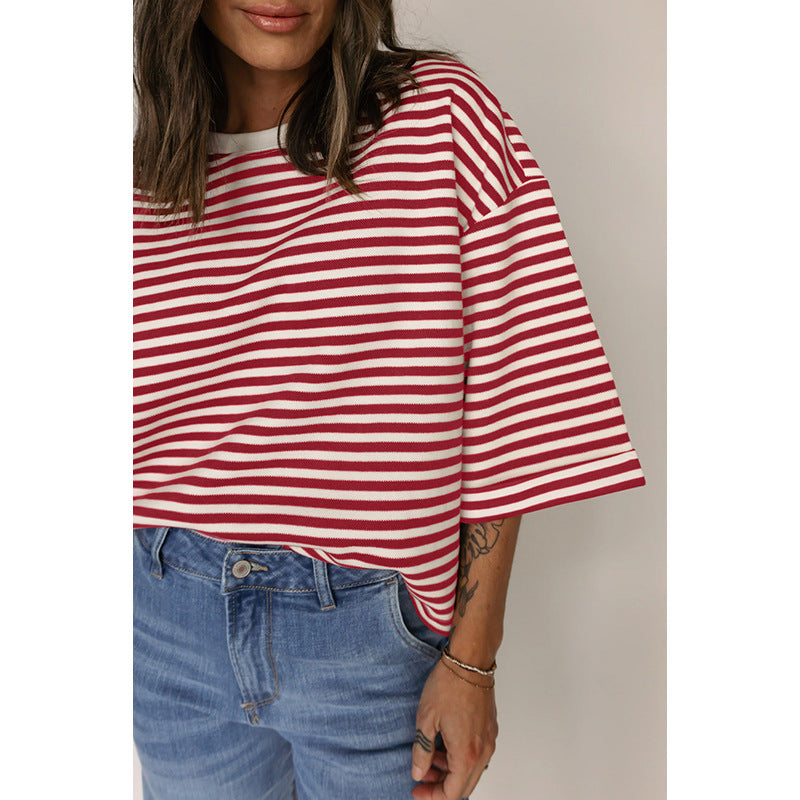 Trend Backless Print Half Sleeve Top