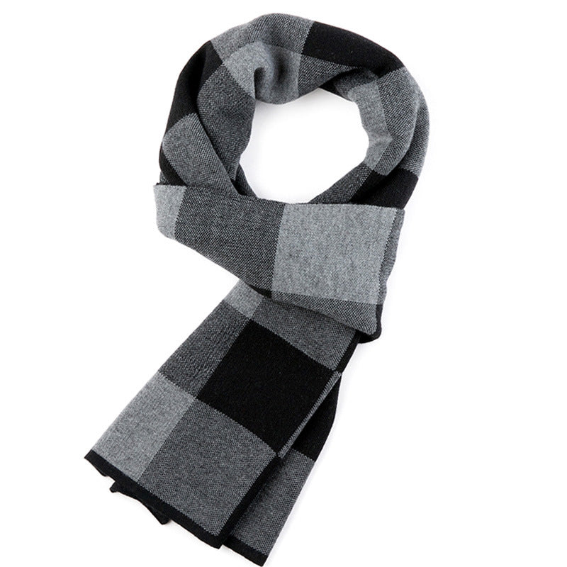Retro Ethnic Warp Knit Jacquard Winter Scarf – Plaid Men’s Knitted Wrap