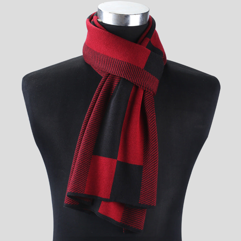 Retro Ethnic Warp Knit Jacquard Winter Scarf – Plaid Men’s Knitted Wrap