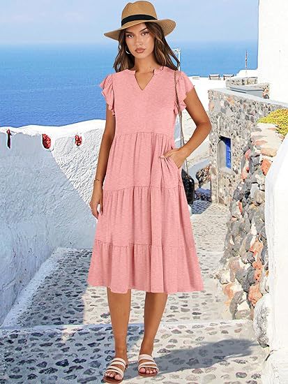 Mid-length Stitching Big Swing Pocket Dress