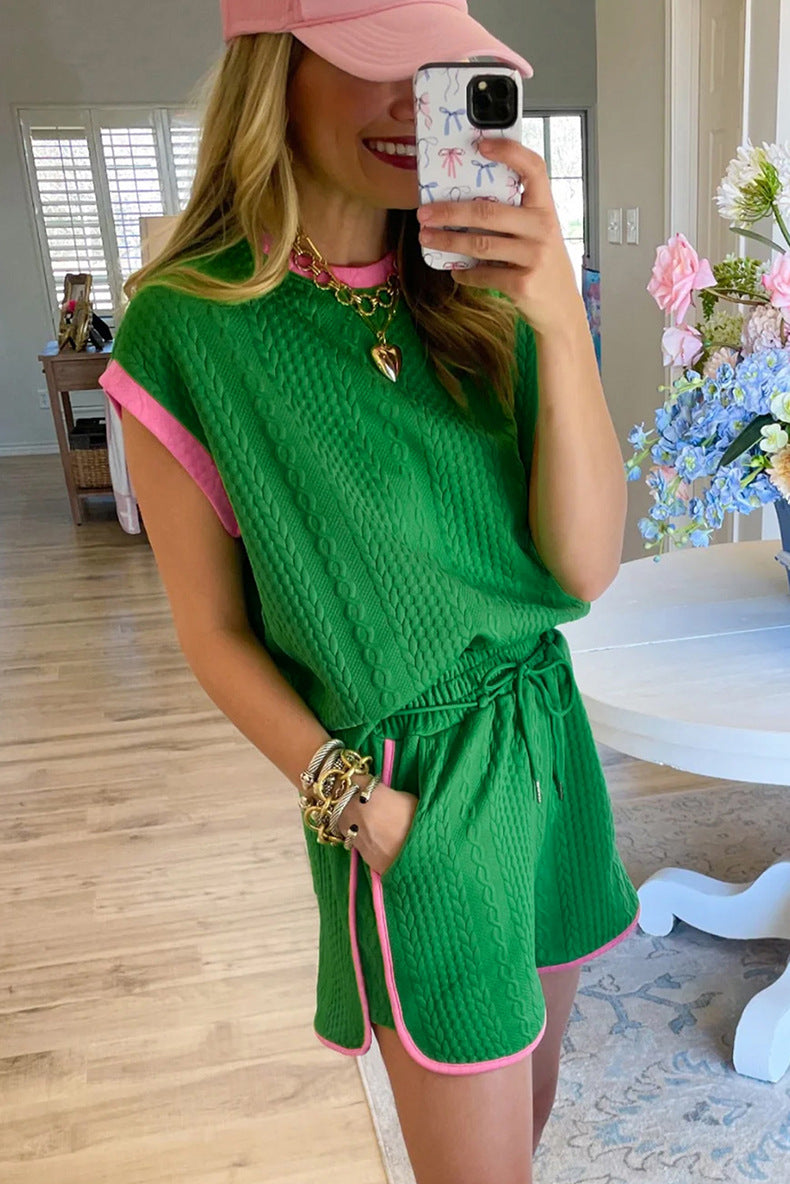 Women's Summer Fashion Casual Short Sleeve T-shirt Shorts Set