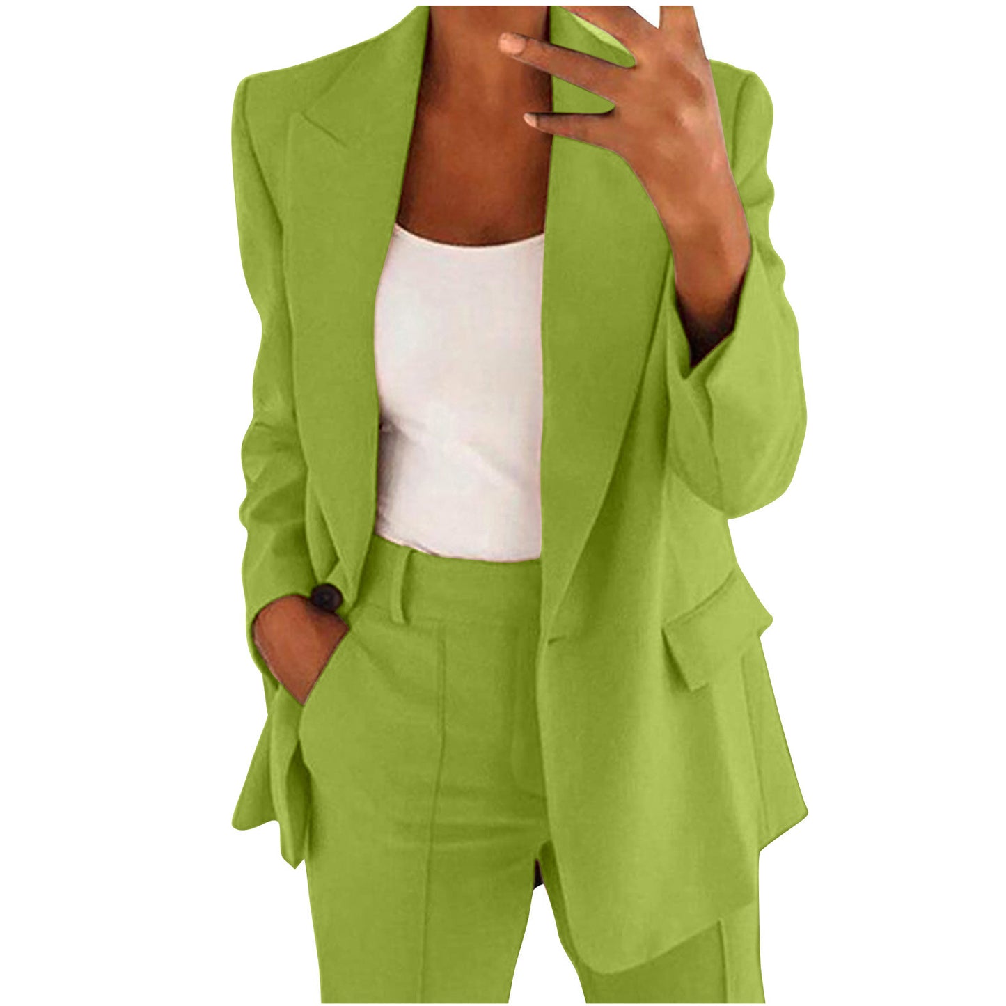GLorytic Women's 2-Piece Lapel Blazer & Trousers Set