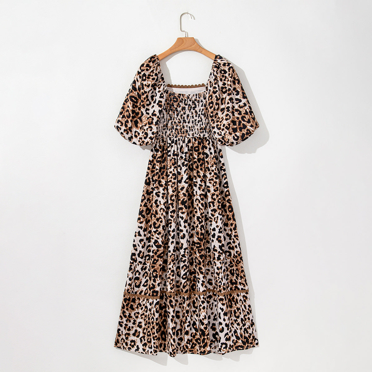 High Waist Dress Women's Lantern Sleeve Printed Maxi Dress