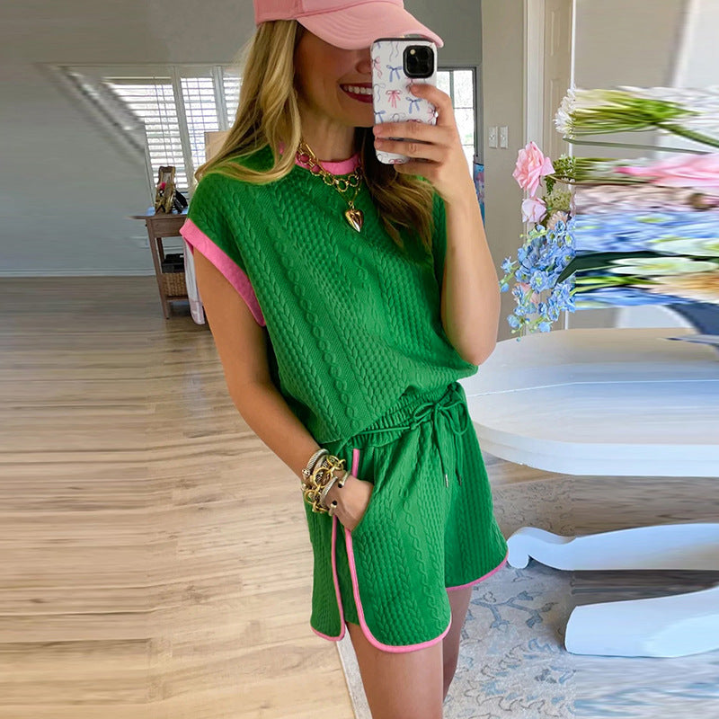 Women's Summer Fashion Casual Short Sleeve T-shirt Shorts Set