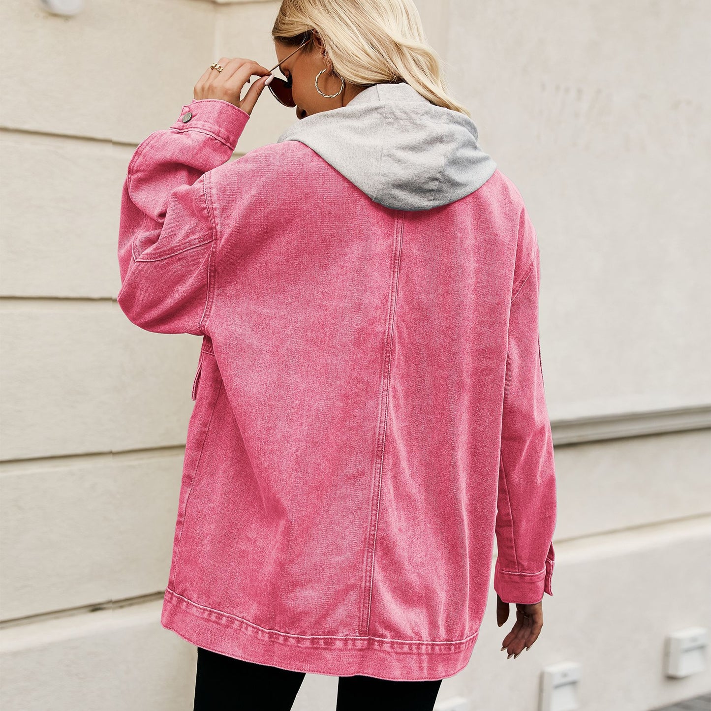 Retro Loose Denim Jacket for Women – Detachable Hood Casual Denim Coat