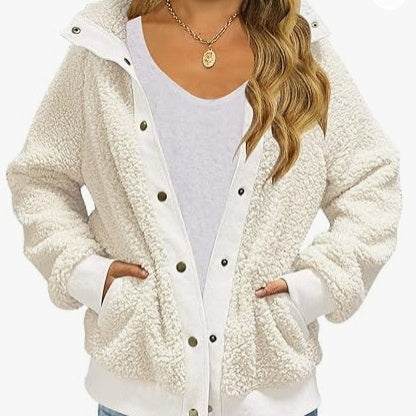 Cardigan Coat Women’s Thickened Fleece Pocket Warm Casual Loose