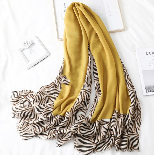 Casual Korean style leopard print long gauze scarf for men and women